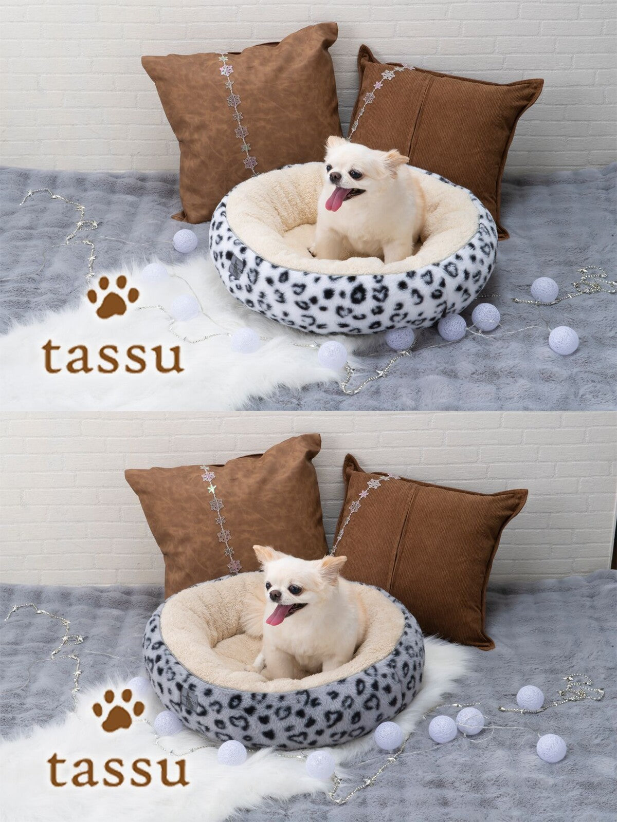 Tassu Leopard Print Round Pet Bed