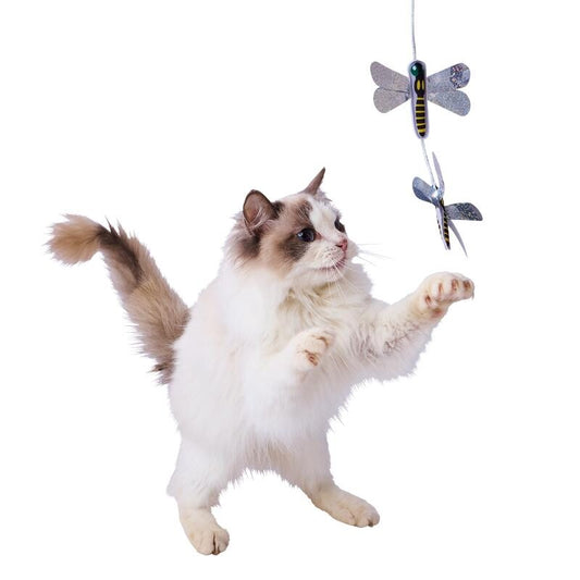 Addmate Silver Dragonfly Duet Crinkle Cat Teaser Wand