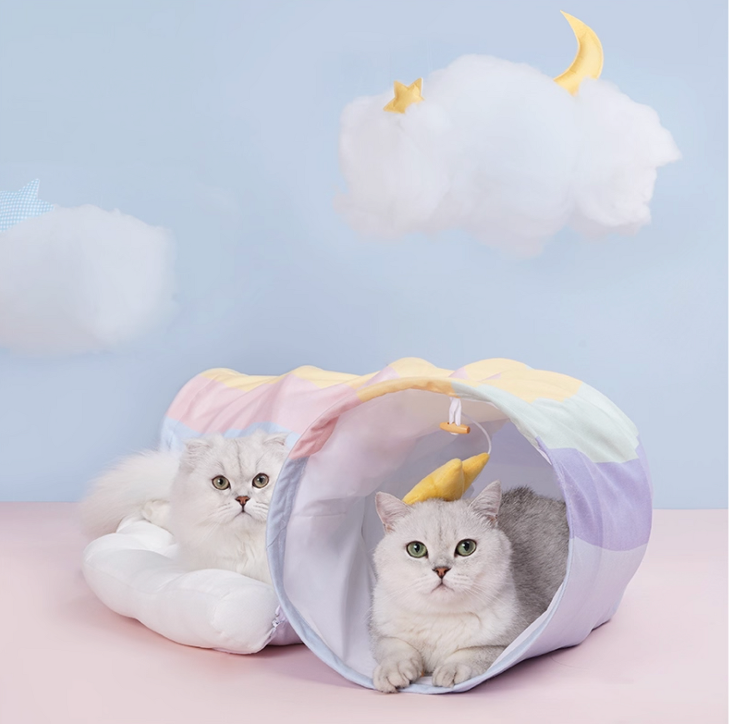 Zeze Rainbow Cat Tunnel with Bed