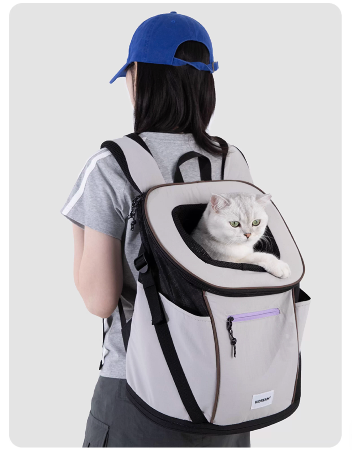 (NEW) HiDream Beyond Weekend Front & Back Pet Carrier Backpack – Grey