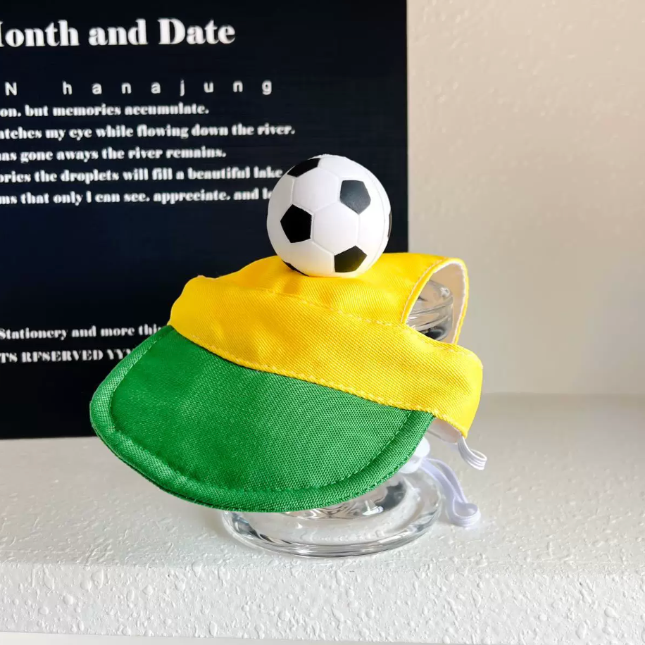 Green and Yellow Soccer Hat for Small Pet