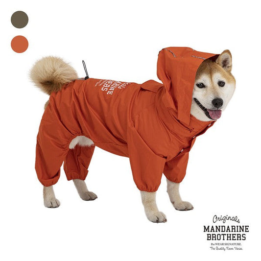 Mandarine Brothers Waterproof Full-Coverage Hooded Dog Raincoat-Orange