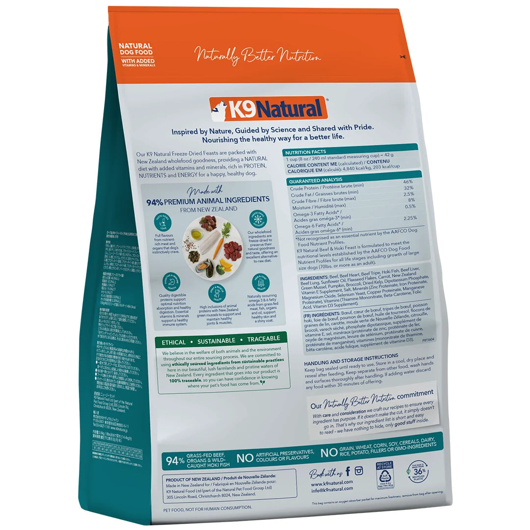K9 Natural Beef & Hoki Feast Freeze-Dried Dog Food