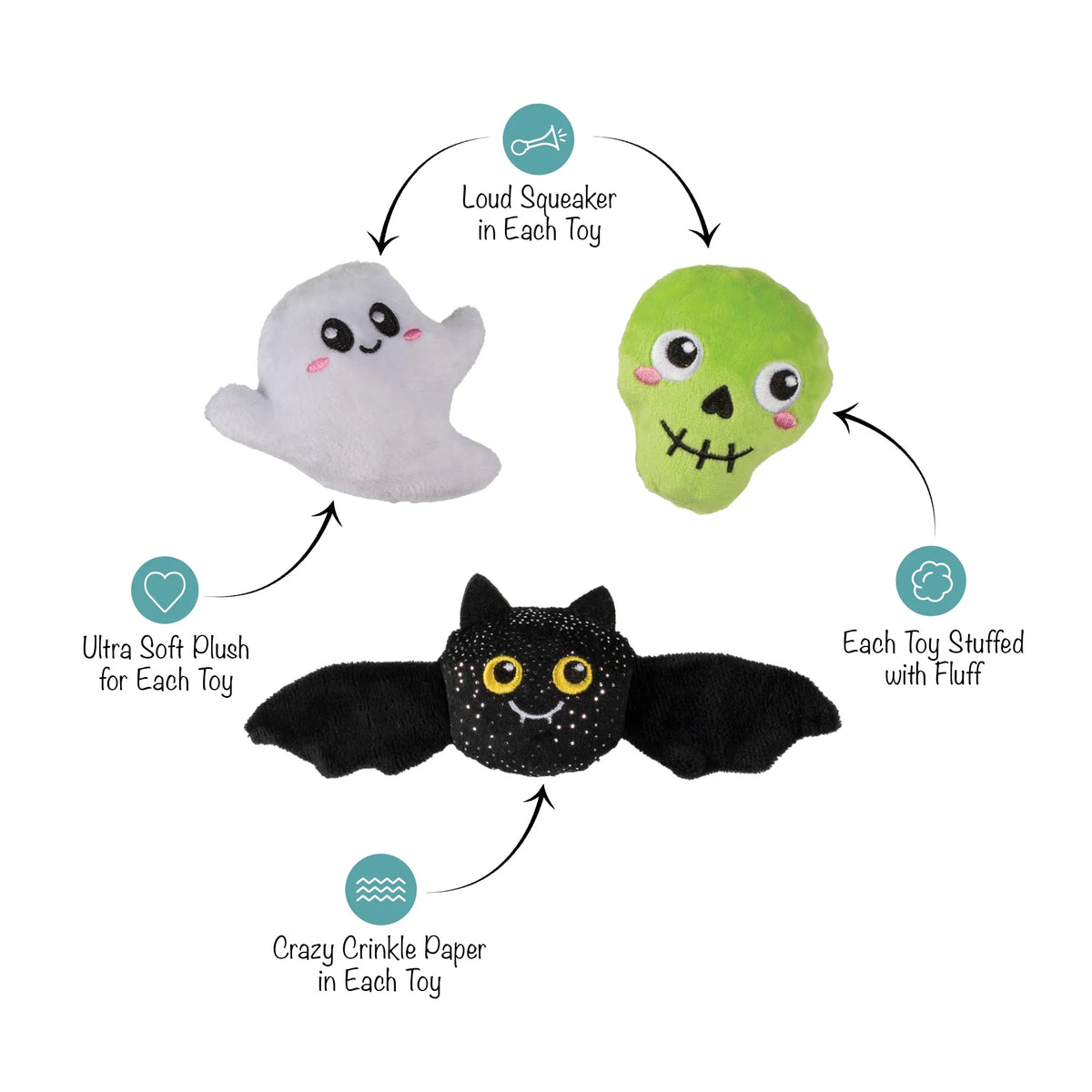 FRINGE STUDIO BOO YAH 3PCS SMALL DOG TOY HALLOWEEN