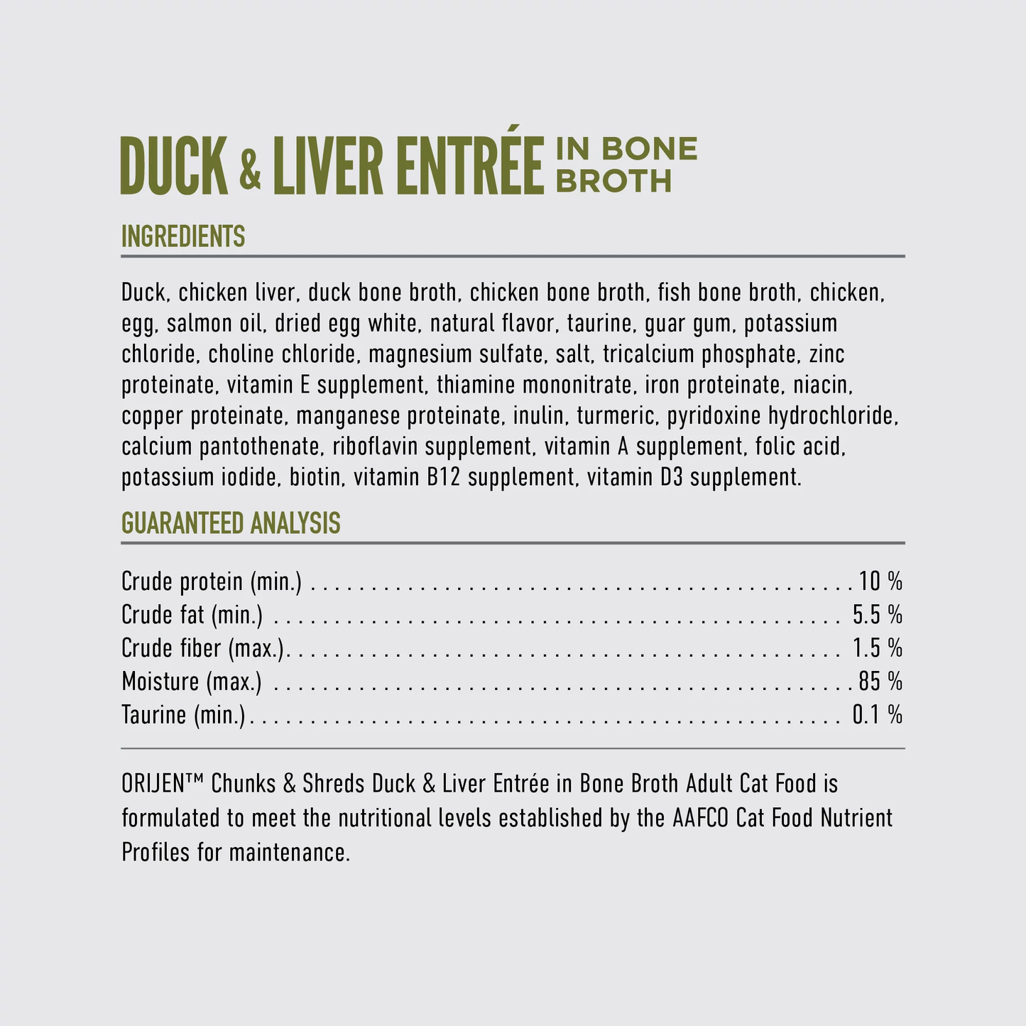 ORIJEN™ CHUNKS & SHREDS - DUCK & LIVER ENTRÉE 85g