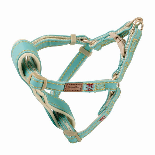 DoggyMan Doggy's Tailor Tinny Dog Harness | Chihuahua Harness - PU Leather Light Blue