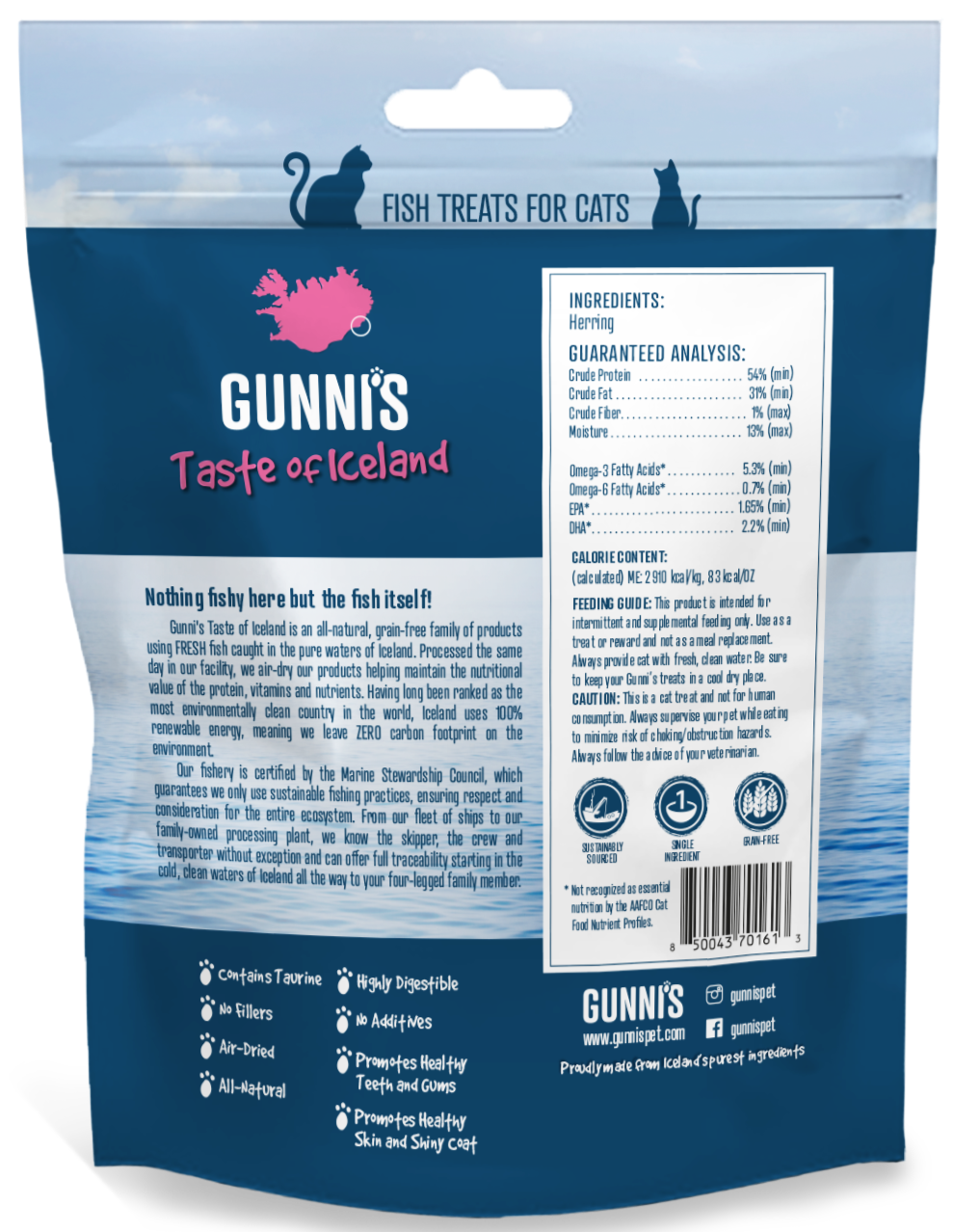 GUNNI'S Herring Omega Bites Cat Treats 42.5g