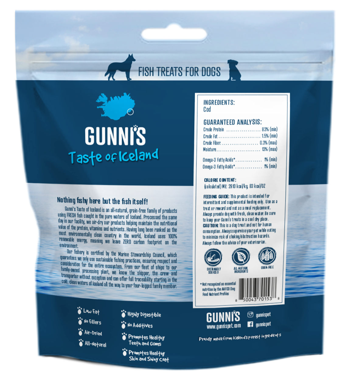 GUNNI'S Cod Baby Bites Dog Treats 71g