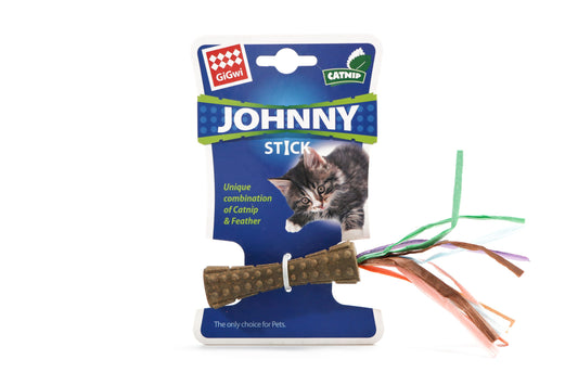 GIGWI JOHNY STICK CATNIP WITH COLOUR FEATHER Cat Toy