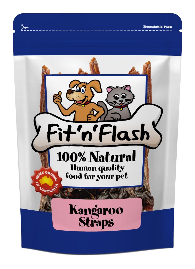 Fit'n'Flash Kangaroo Straps Dog Treats 100g