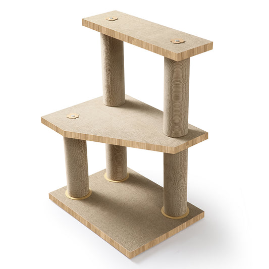 Woodtone 3-Tier Cat Tree with Scratcher