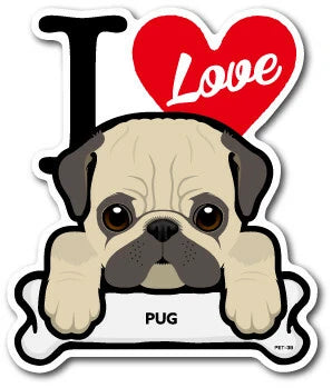 I Love Dog Car Sticker – 25 Dog Breeds | Waterproof Vinyl Decal