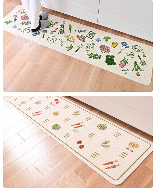 Washable Kitchen Floor Mat - Floral