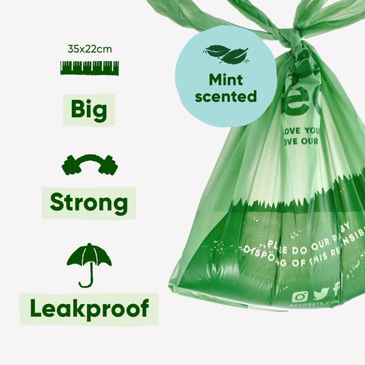 Beco Unscented Poop Bags With Handles Dispenser