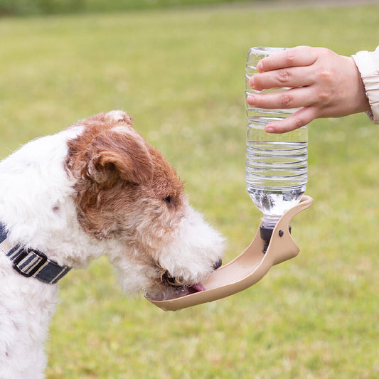 Richell MARCTUS Handheld Portable Pet Drinking Nozzle with Bowl Beige