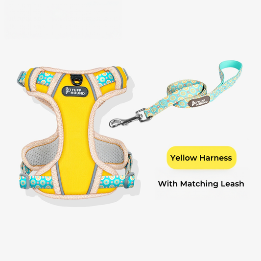 TUFFHOUND No-Pull Vest Dog Leash Set-Yellow