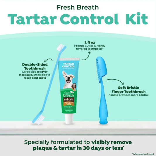 TropiClean Fresh Breath Enticers Peanut Butter & Honey Oral Care Kit