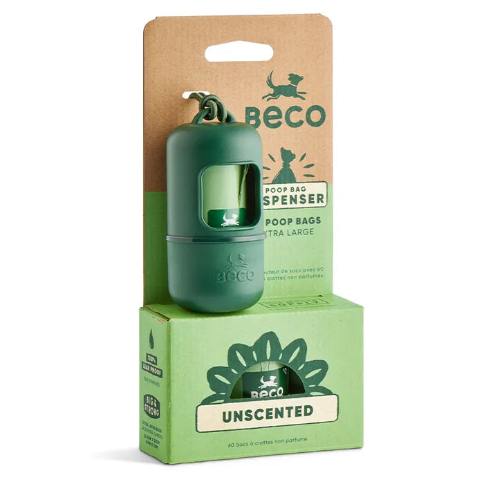 Beco Poop Bag Dispenser with 60 Unscented Poop Bags