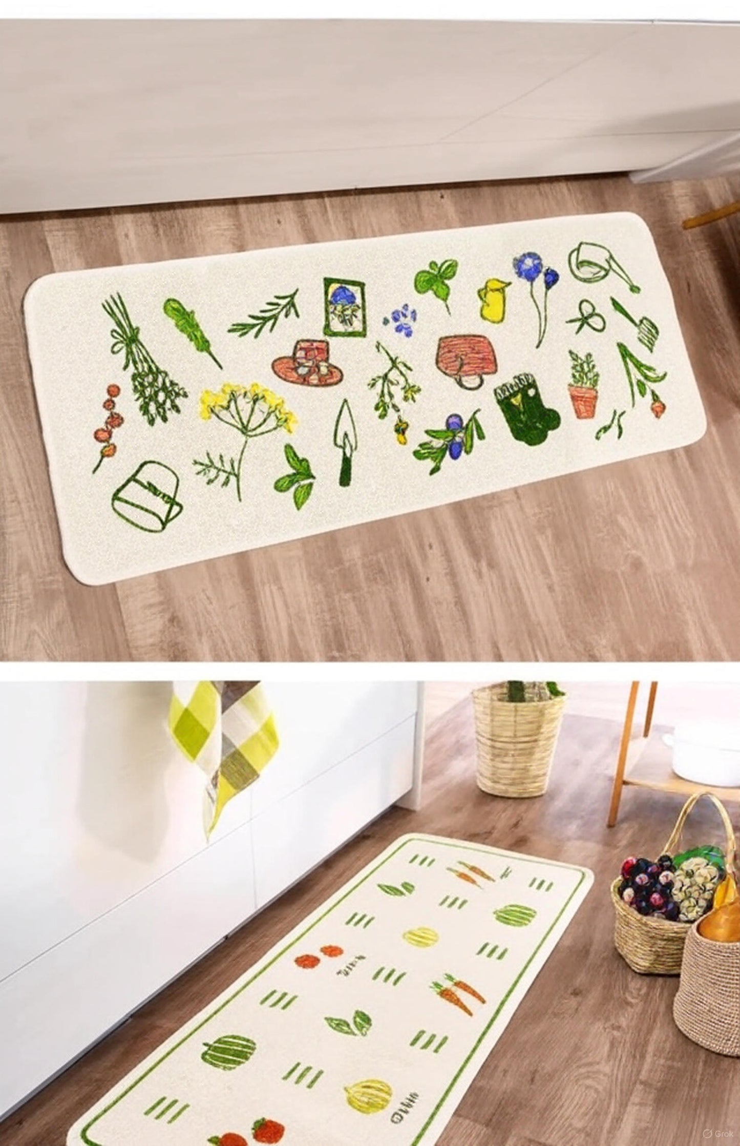 Washable Kitchen Floor Mat - Floral