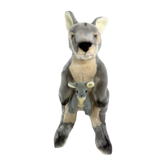 Bocchetta Plush Trudy - Kangaroo with joey - 40cm, grey