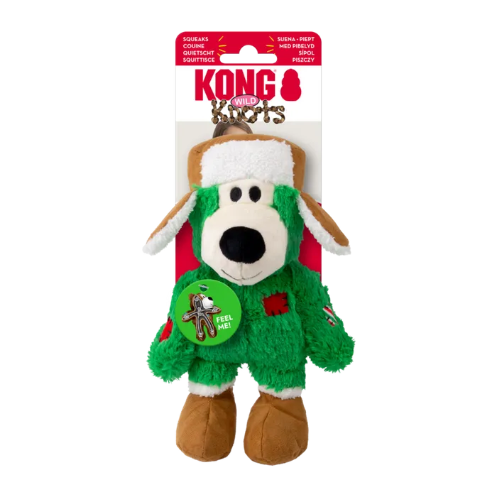 KONG Holiday Wild Knots Bear Plush Dog Toy - Small