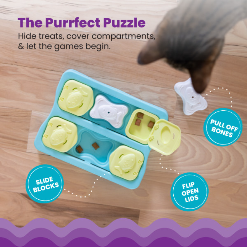 Nina Ottosson Kitty Cube Treat Dispensing Puzzle Cat Toy - Level 2