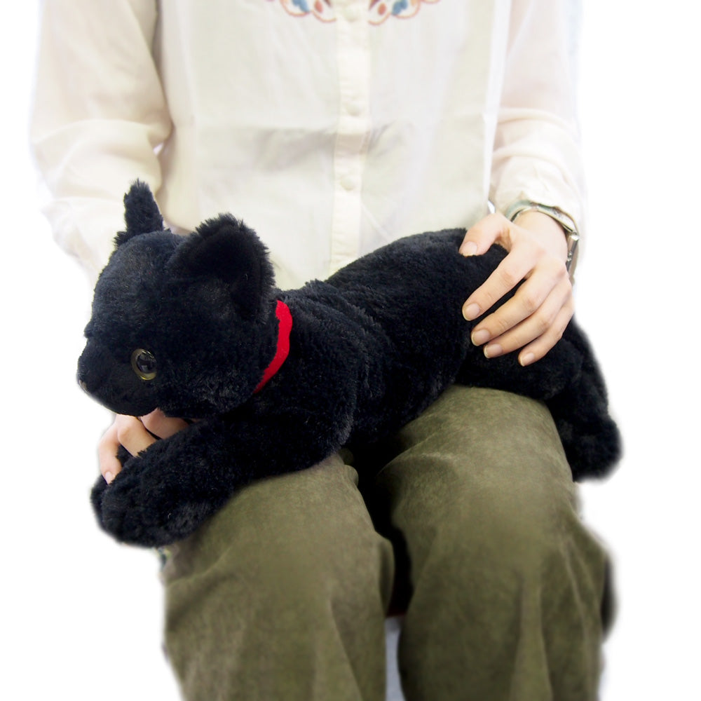 LYING CAT STUFFED TOY M BLACK CAT