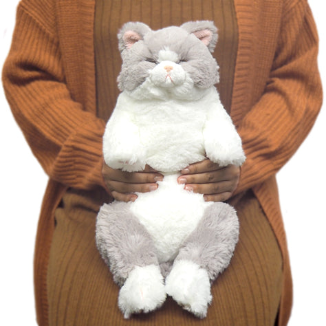 LYING CAT SLEEPING FACE STUFFED TOY M GY
