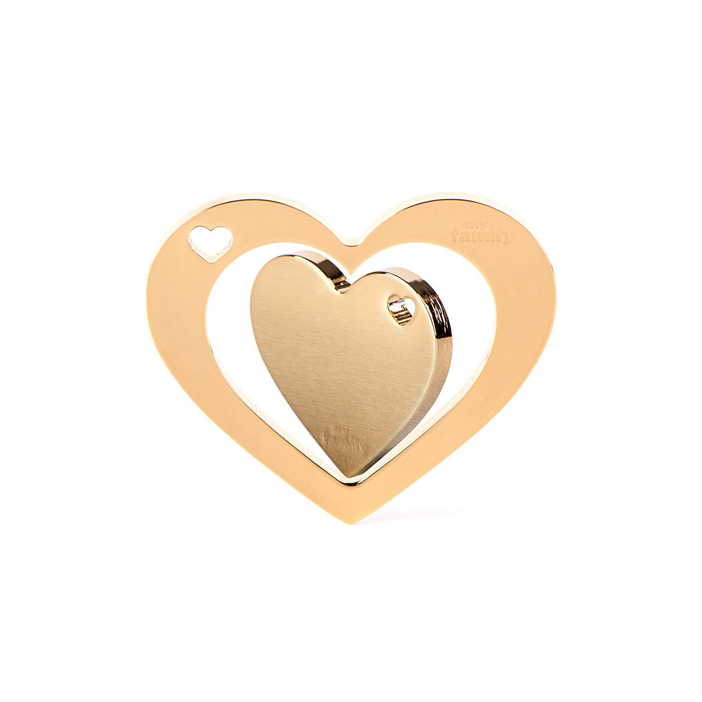 My Family TwoGether Double Heart ID Tag in Gold-Plated Brass