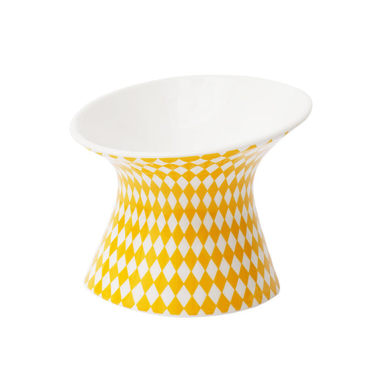 Zeze Yellow Diamond Ceramic Pet Bowl (Large)