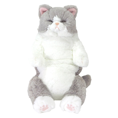 LYING CAT SLEEPING FACE STUFFED TOY M GY