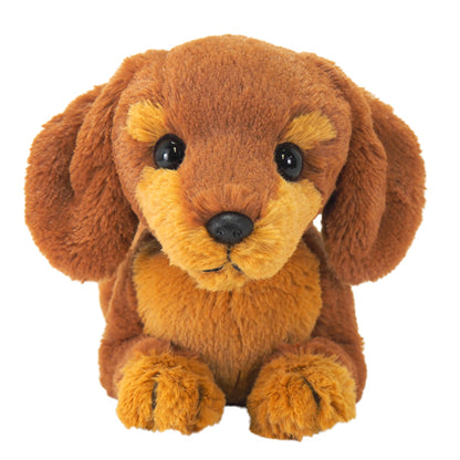 LYING DOG STUFFED TOY SMALL MINIATURE DACHSHUND BROWN