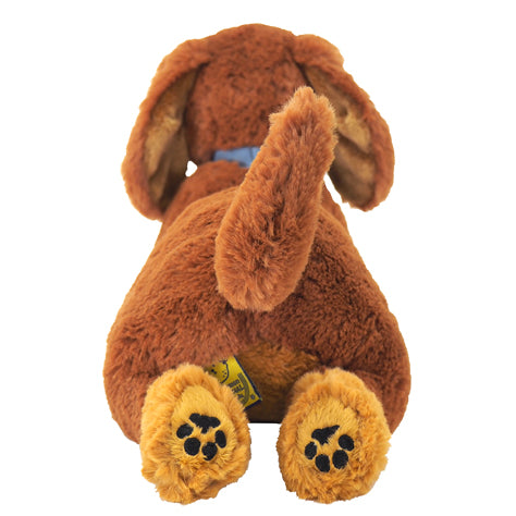 LYING DOG STUFFED TOY SMALL MINIATURE DACHSHUND BROWN