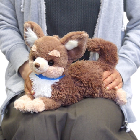 LYING DOG STUFFED TOY S CHIHUAHUA BROWN
