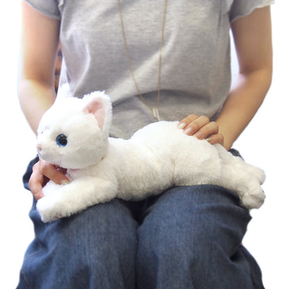 LYING CAT STUFFED TOY Odd-Eyed White Cat Small