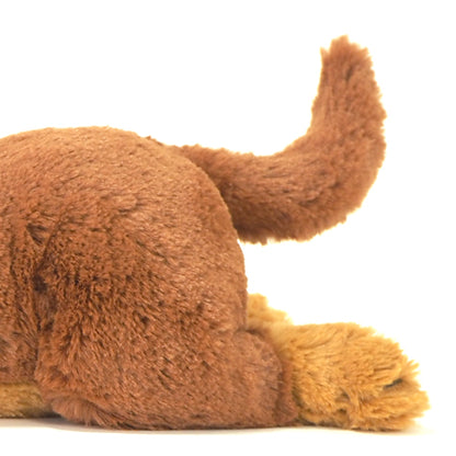 LYING DOG STUFFED TOY SMALL MINIATURE DACHSHUND BROWN