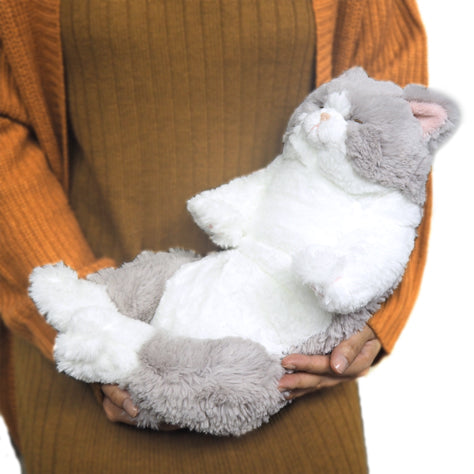 LYING CAT SLEEPING FACE STUFFED TOY M GY