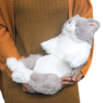 LYING CAT SLEEPING FACE STUFFED TOY M GY