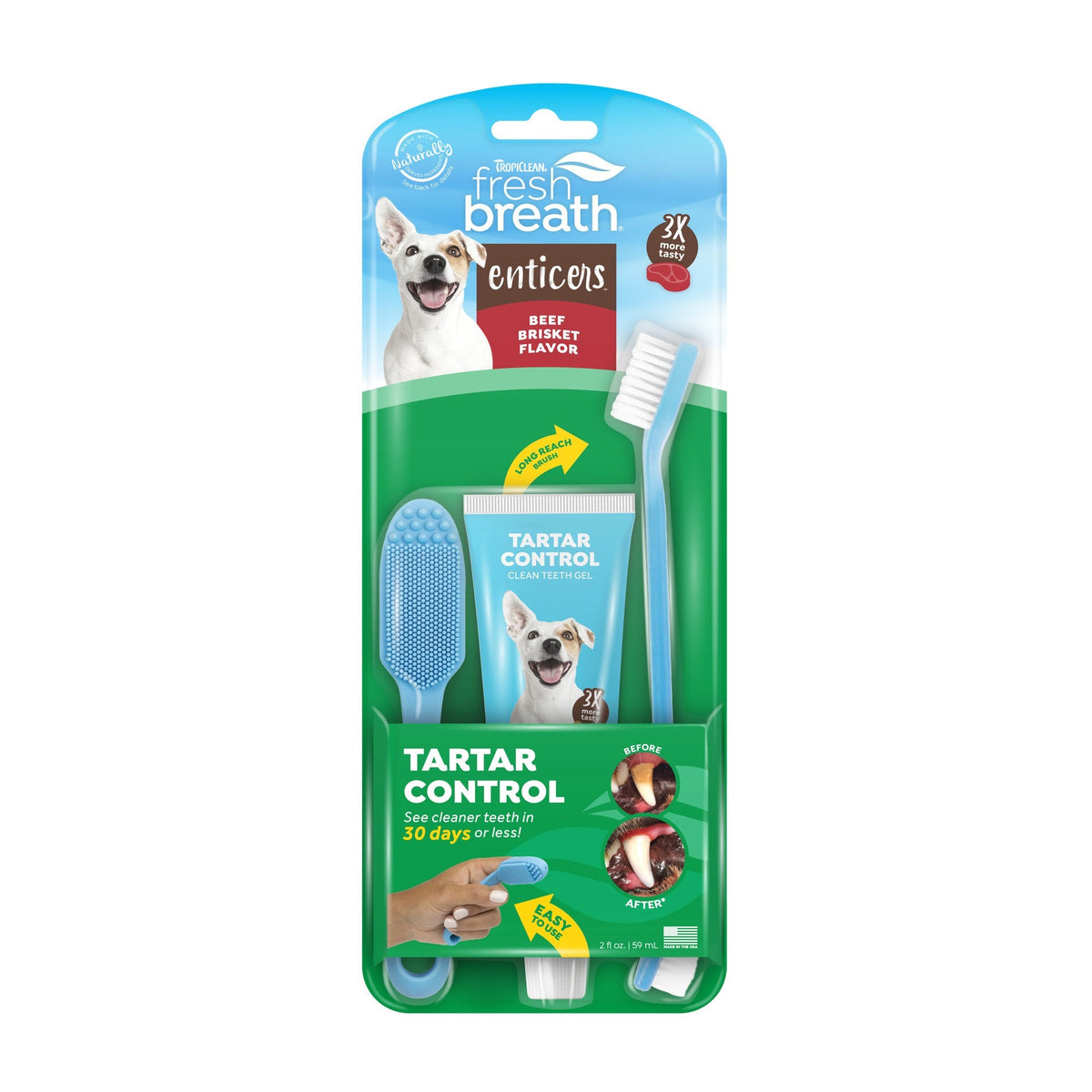 TropiClean Fresh Breath Enticers Smoked Beef BrisketOral Care Kit