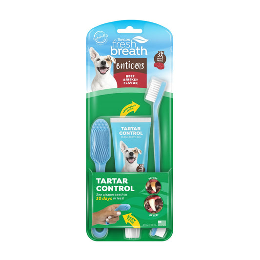 TropiClean Fresh Breath Enticers Smoked Beef BrisketOral Care Kit