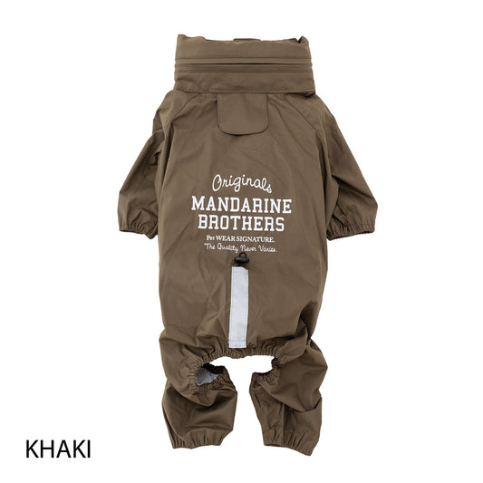 Mandarine Brothers Waterproof Full-Coverage Hooded Dog Raincoat-Khaki