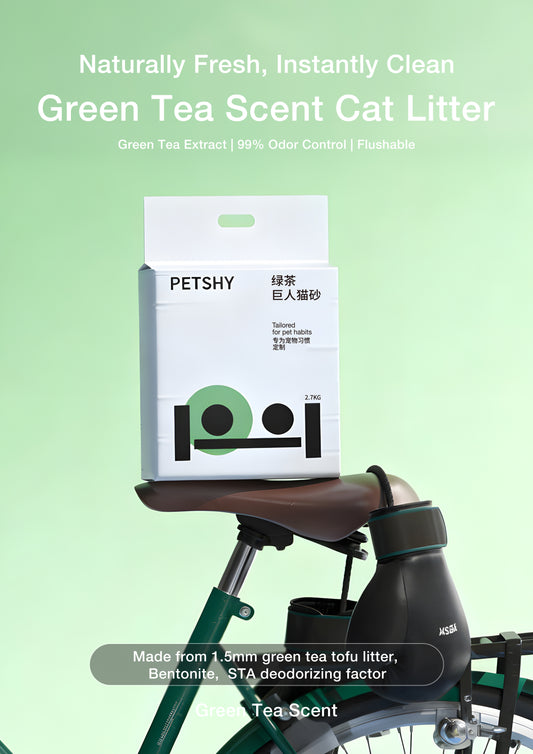 Petshy Tofu & Bentonite Mixed Odor-Control Cat Litter - Green Tea Scent 2.7kg