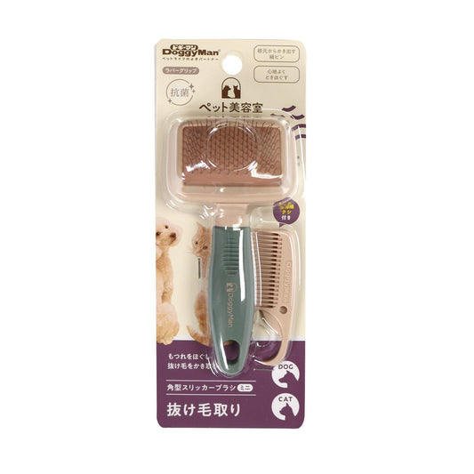 DoggyMan BS EASY CLEANING CUSHIONED SLICKER BRUSH MINI