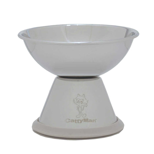 CattyMan Stainless Steel Elevated Cat Bowl - Small