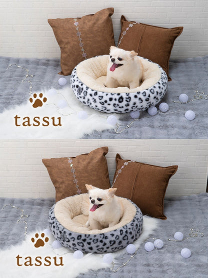 Tassu Leopard Print Round Pet Bed