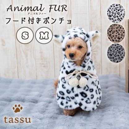 Tassu Leopard Print Hooded Poncho