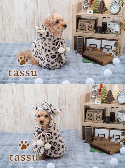 Tassu Leopard Print Hooded Poncho