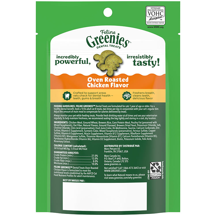 GREENIES Feline Dental Cat Treats Oven Roasted Chicken