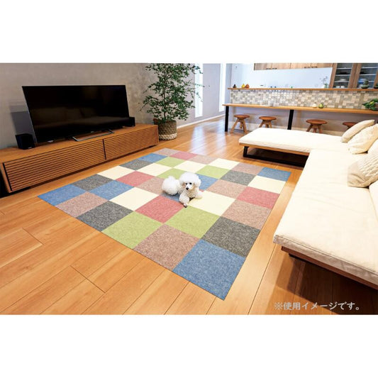 Watanabe Non-Slip Loop Pile Carpet Tiles – Grey 30 × 30cm (9 Pack)