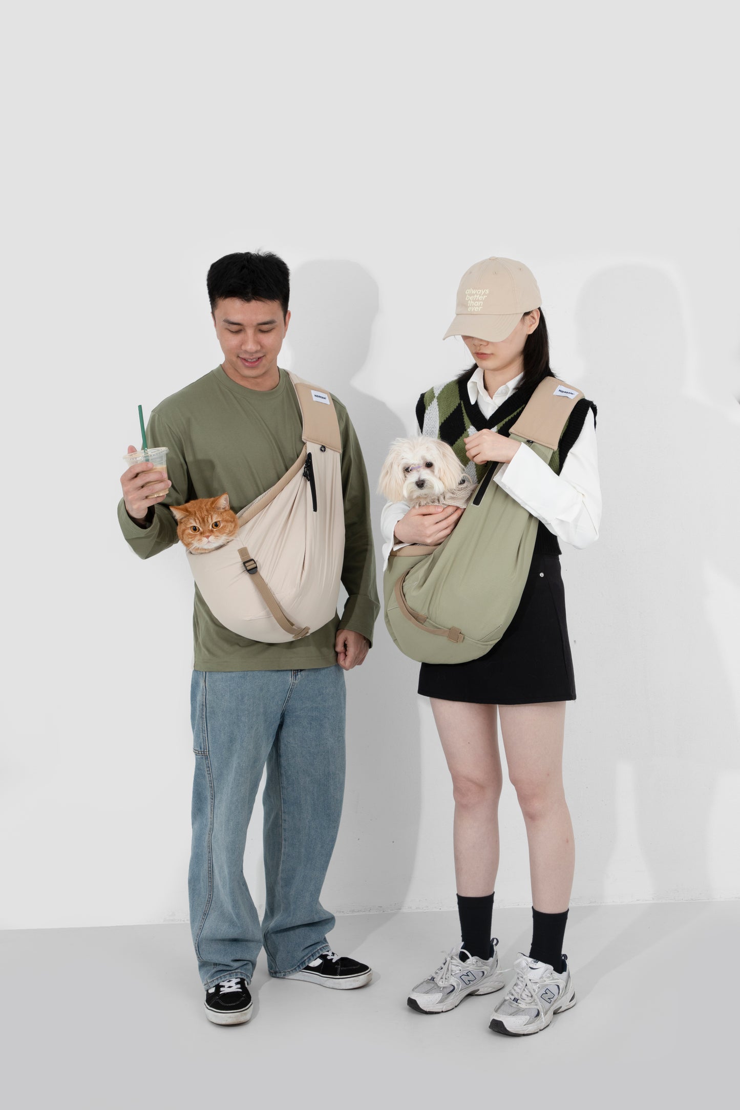 Pet Sling Carrier Crossbody Tote Bag -  Olive